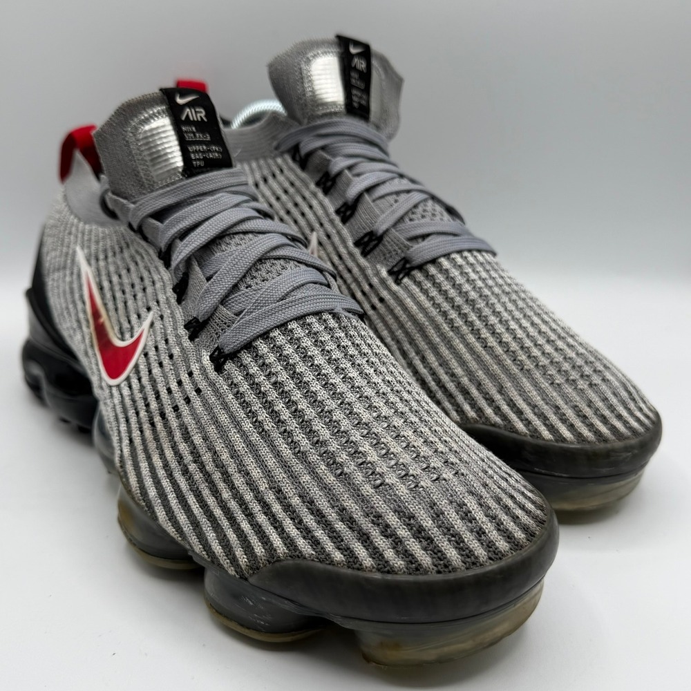 Nike Air Vapormax Flyknit 3 Particle Grey University Red AJ6900-012 Mens 9.5